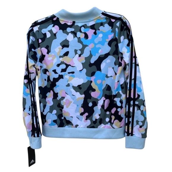 NWT Adidas Tricot Bomber Jacket Girl's Size 14/Large Multicolor Camo Long Sleeve - Picture 10 of 11